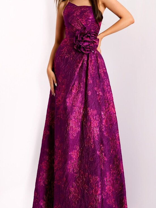 Jovani Dresses & Skirts - NWT Jovani 40780 Floral Waist Asymmetric Formal Gown Fuchsia size 8
